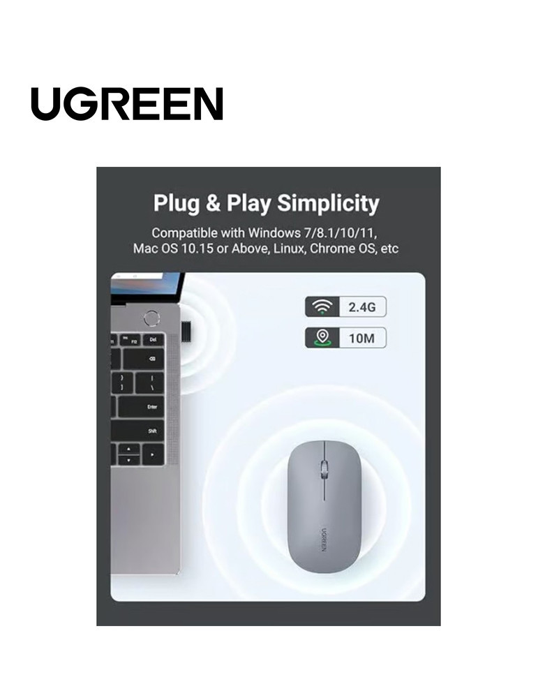 Ugreen Souris sans fil  GRIS Clair (90373)