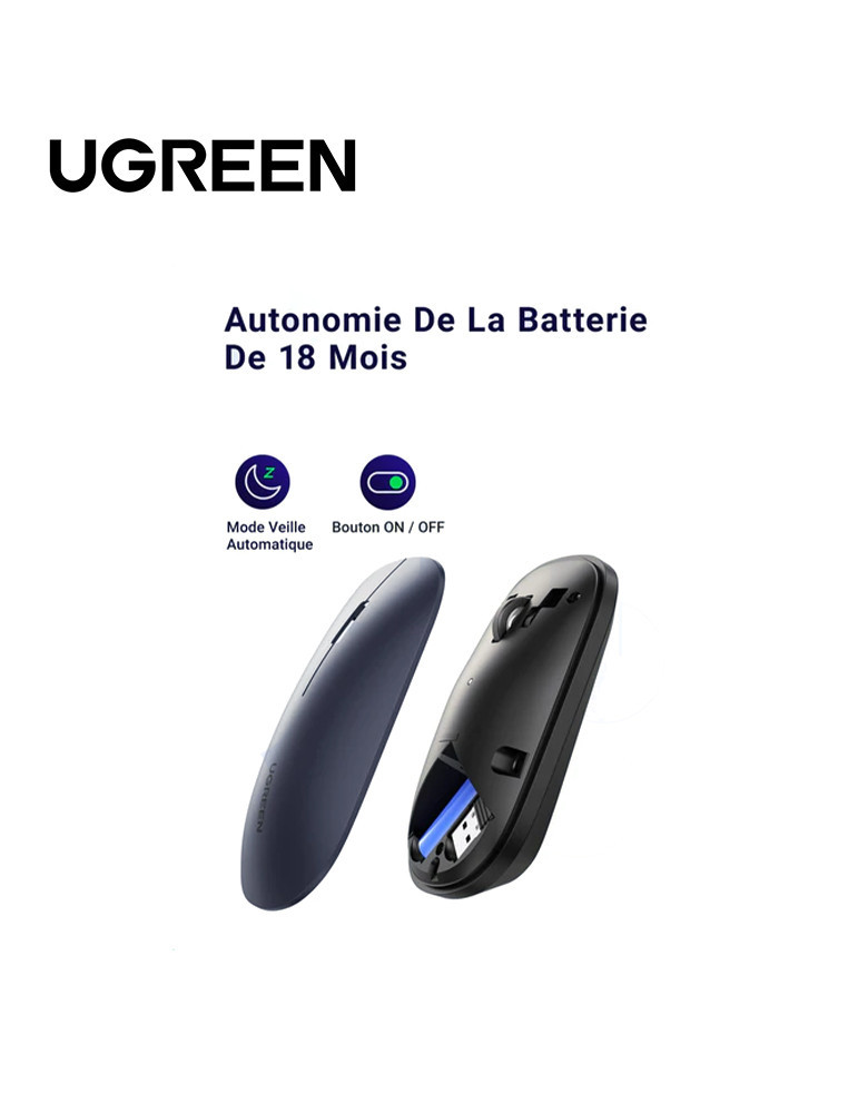 Ugreen Souris sans fil  GRIS Noir (90372)