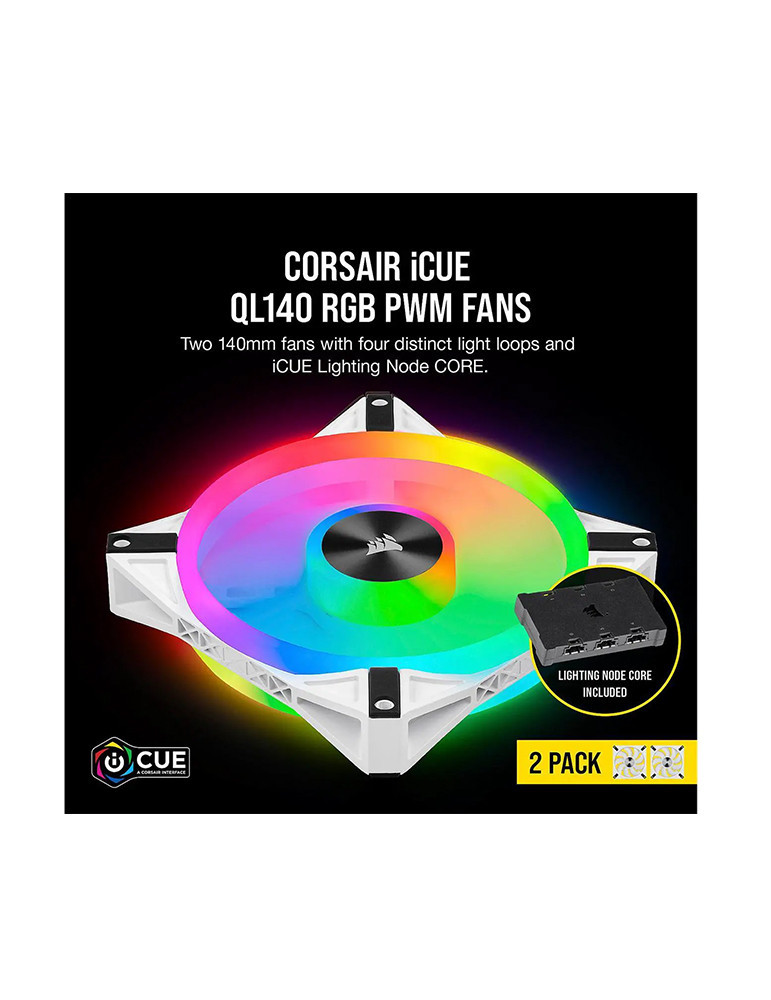 Ventilateur de Boîtier Corsair QL140 RGB - CO-9050106-WW Blanc