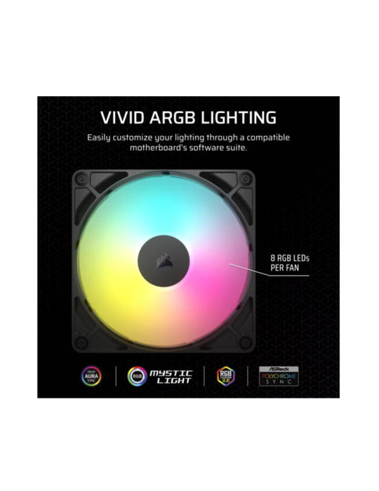 Ventilateur de Boîtier Corsair RS140 ARGB 140 mm Fan Dual Pack - CO-9050183-WW Noir