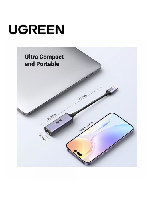 Ugreen Adaptateur Aluminium USB 3.0 to RJ45 GRIS