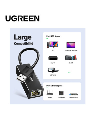 Ugreen Adaptateur USB 2.0 to RJ45 Noir 2