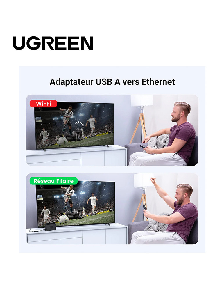 Ugreen Adaptateur USB 2.0 to RJ45 Noir
