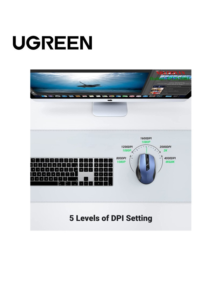 Souris Ugreen   sans fil Design Egr /15M Bleu (15064)