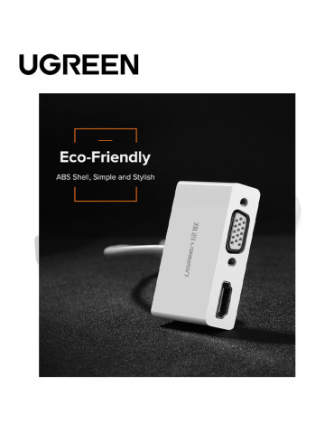Ugreen Convertisseur USB-C to HDMI+VGA Blanc 2