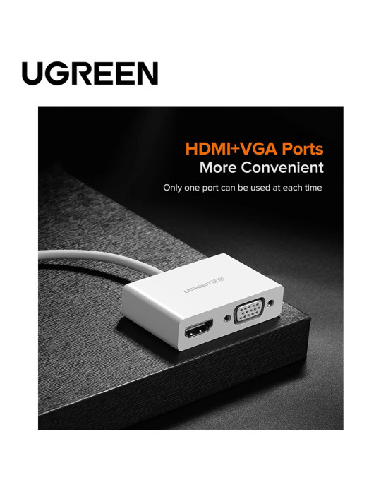 Ugreen Convertisseur USB-C to HDMI+VGA Blanc